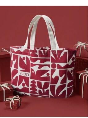 Vuori Strawberry Vuori Limited Edition Holiday Tote White Graphic Canvas Tote
